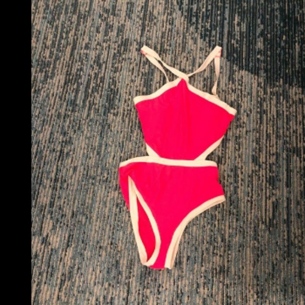 Aerie Neon Halter One Piece Swimsuit